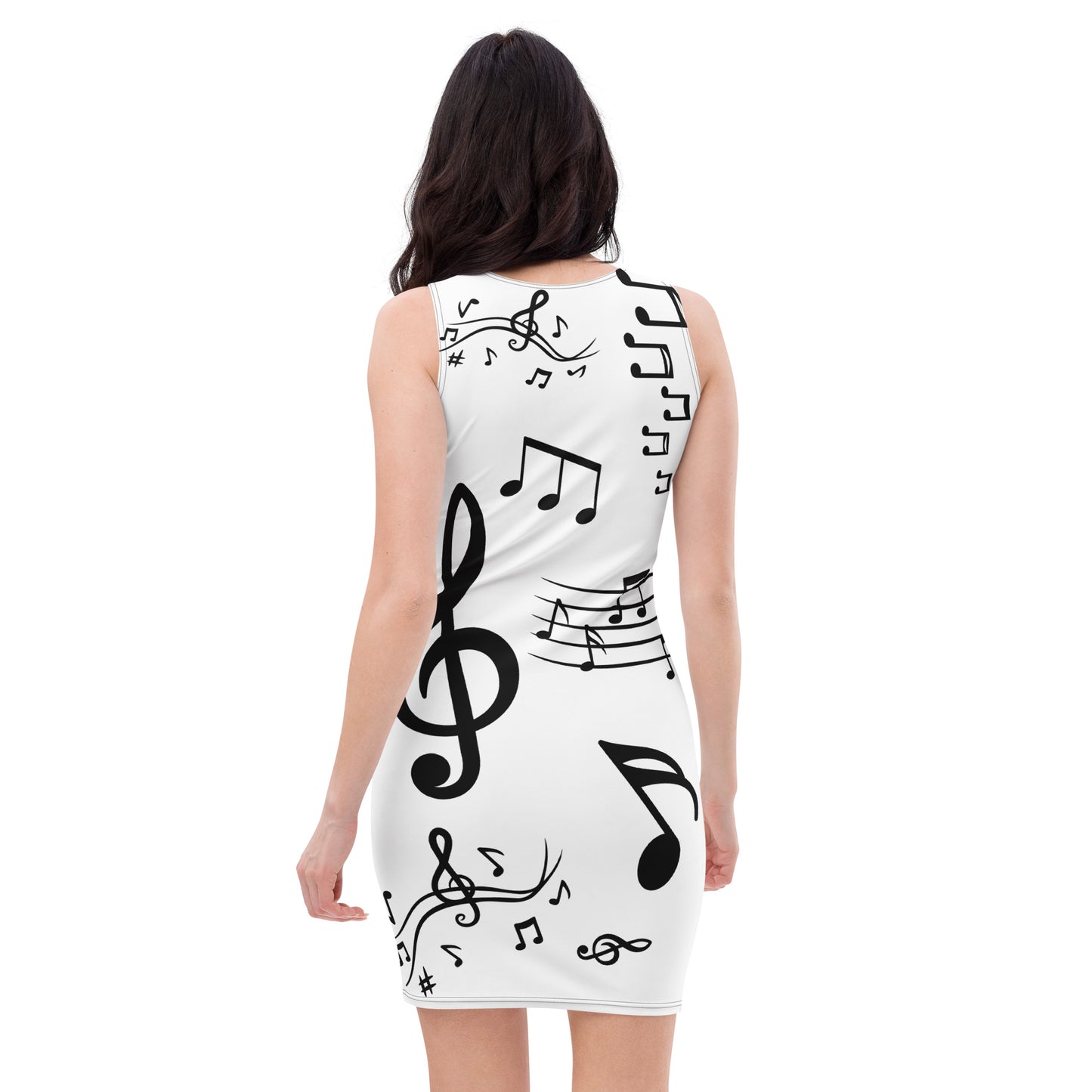 Bodycon dress - Violins Notes (white)