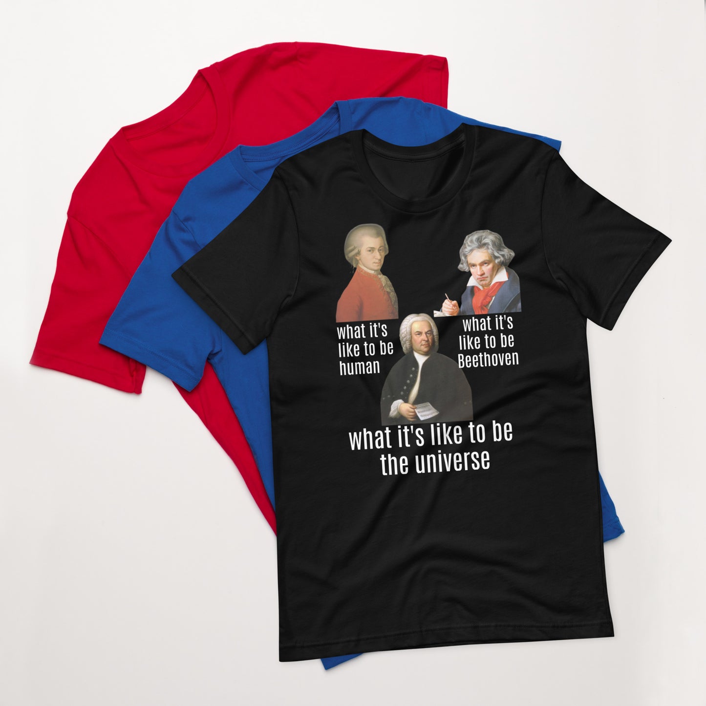 Beethoven Mozart Bach - what it's like - Unisex t-shirt