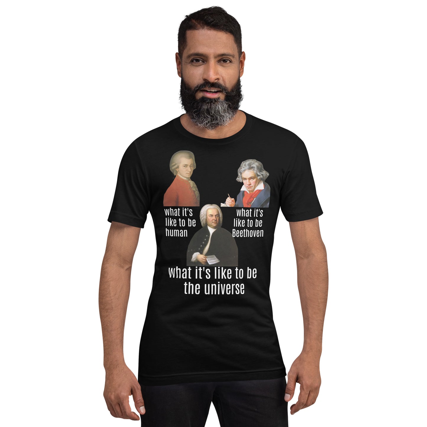 Beethoven Mozart Bach - what it's like - Unisex t-shirt