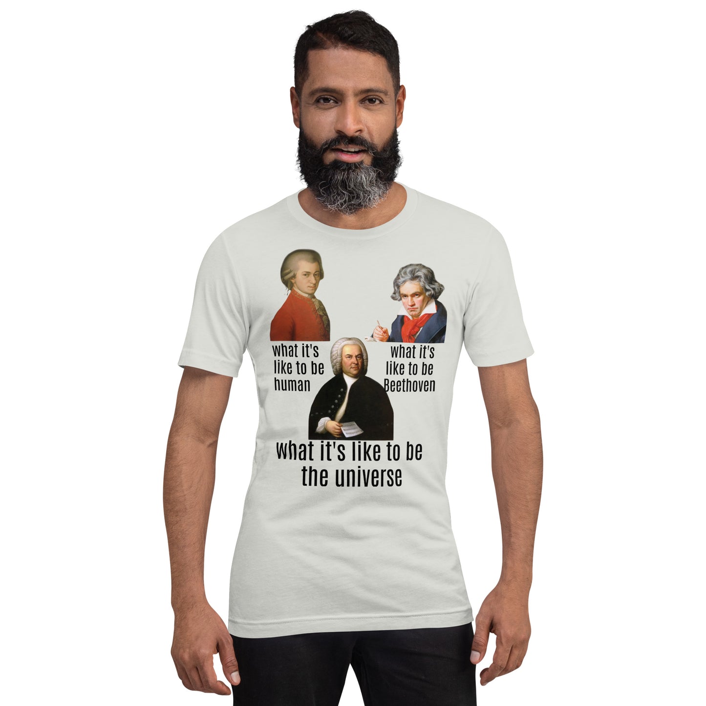 Beethoven Mozart Bach - what it's like - Unisex t-shirt