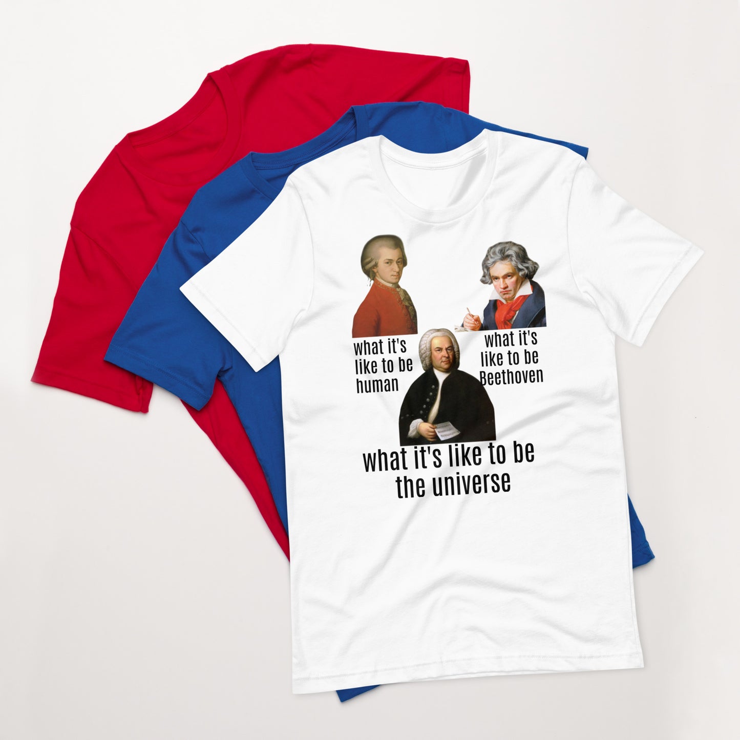 Beethoven Mozart Bach - what it's like - Unisex t-shirt