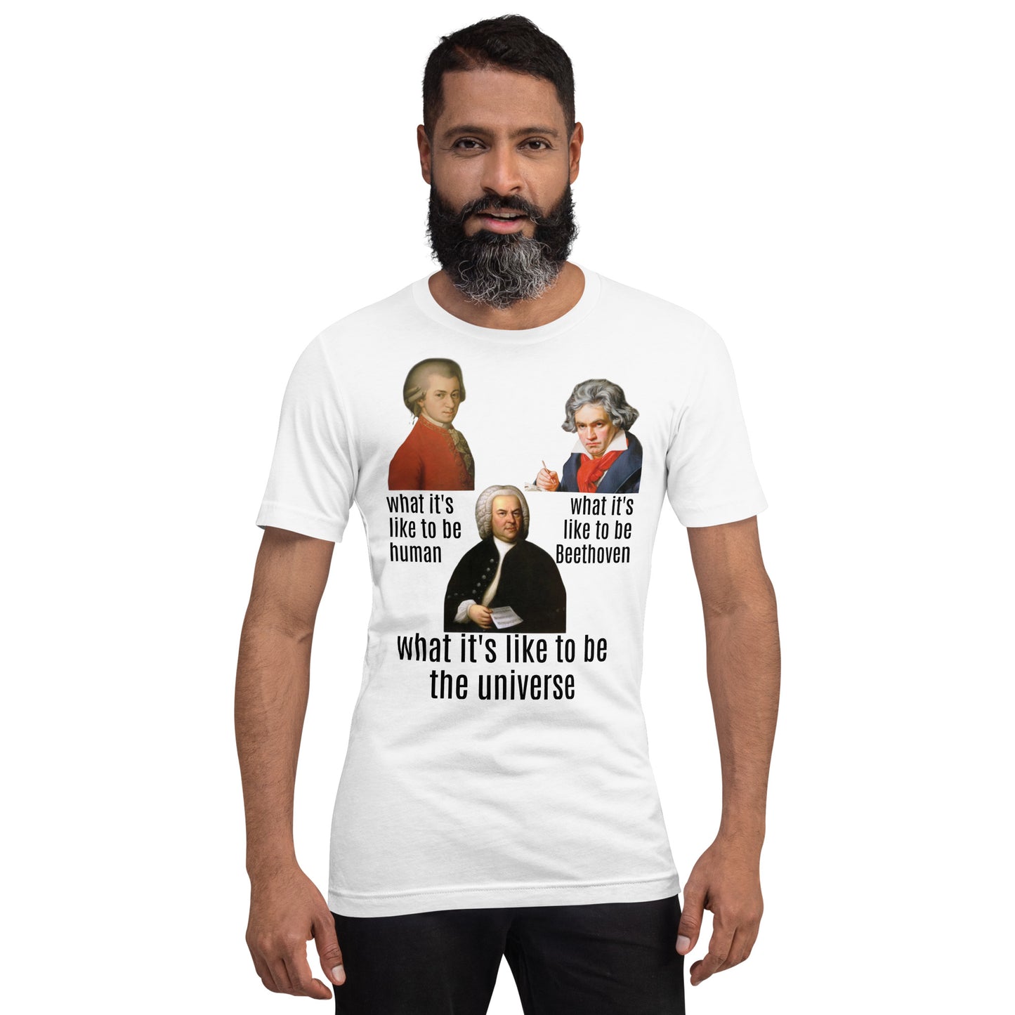 Beethoven Mozart Bach - what it's like - Unisex t-shirt