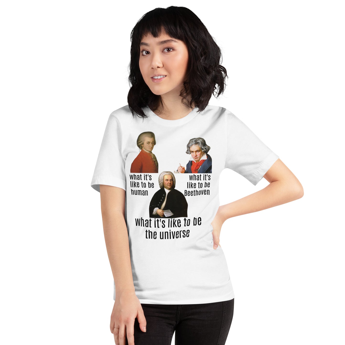 Beethoven Mozart Bach - what it's like - Unisex t-shirt