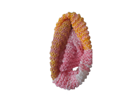 Daisy's Wool Scarf - Pink Yellow 1