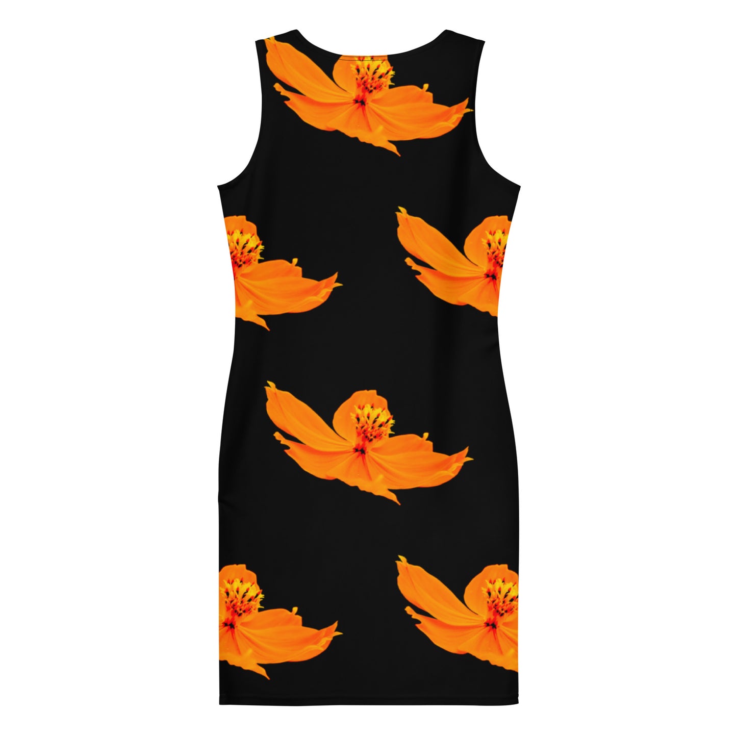 Bodycon dress - Cosmos sulphureus pattern