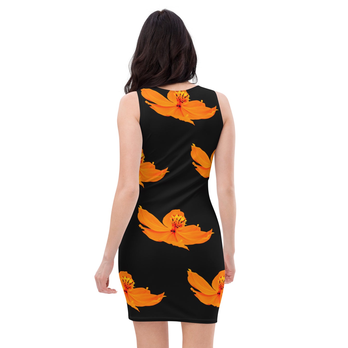 Bodycon dress - Cosmos sulphureus pattern