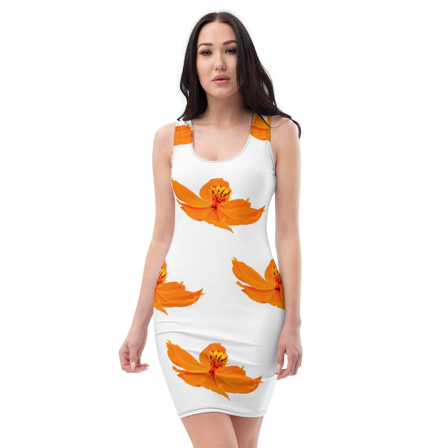 Bodycon dress - Cosmos sulphureus White