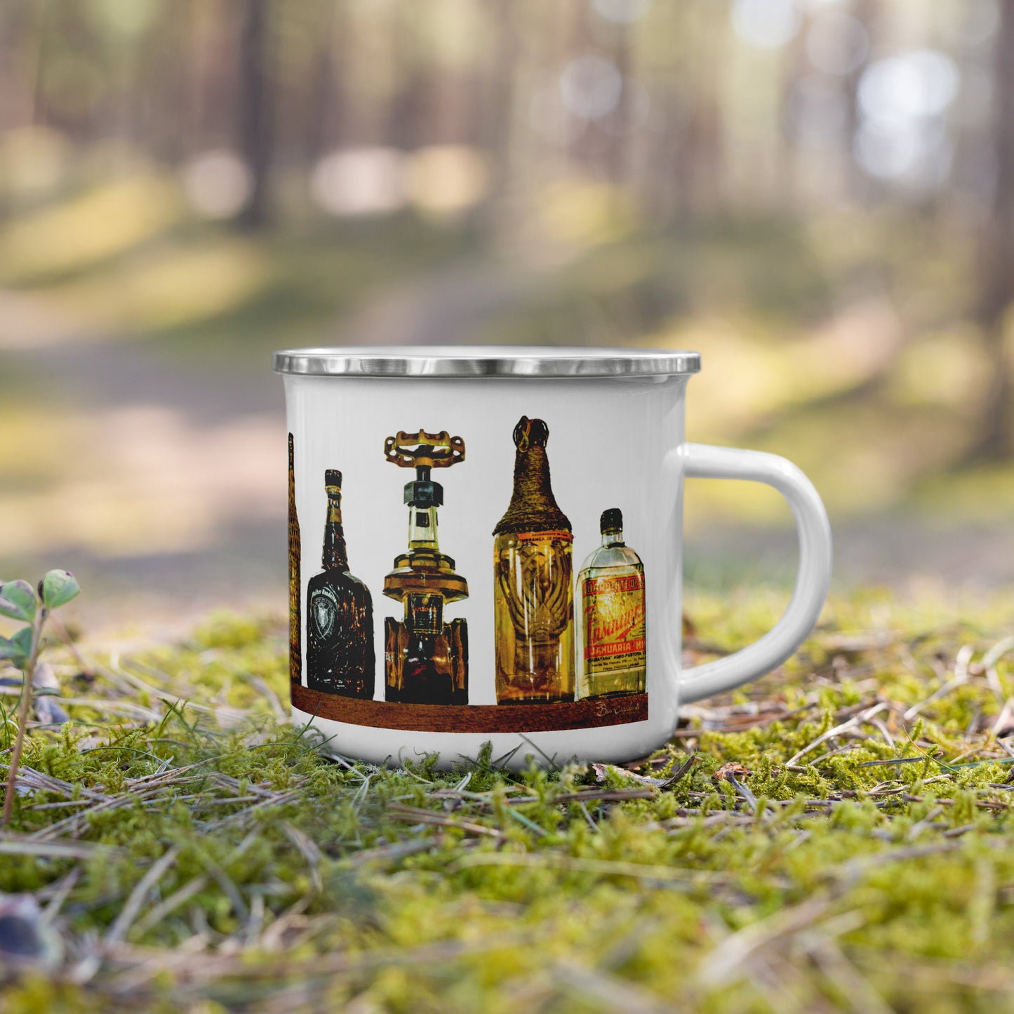 Enamel Mug - Liquour Bottles