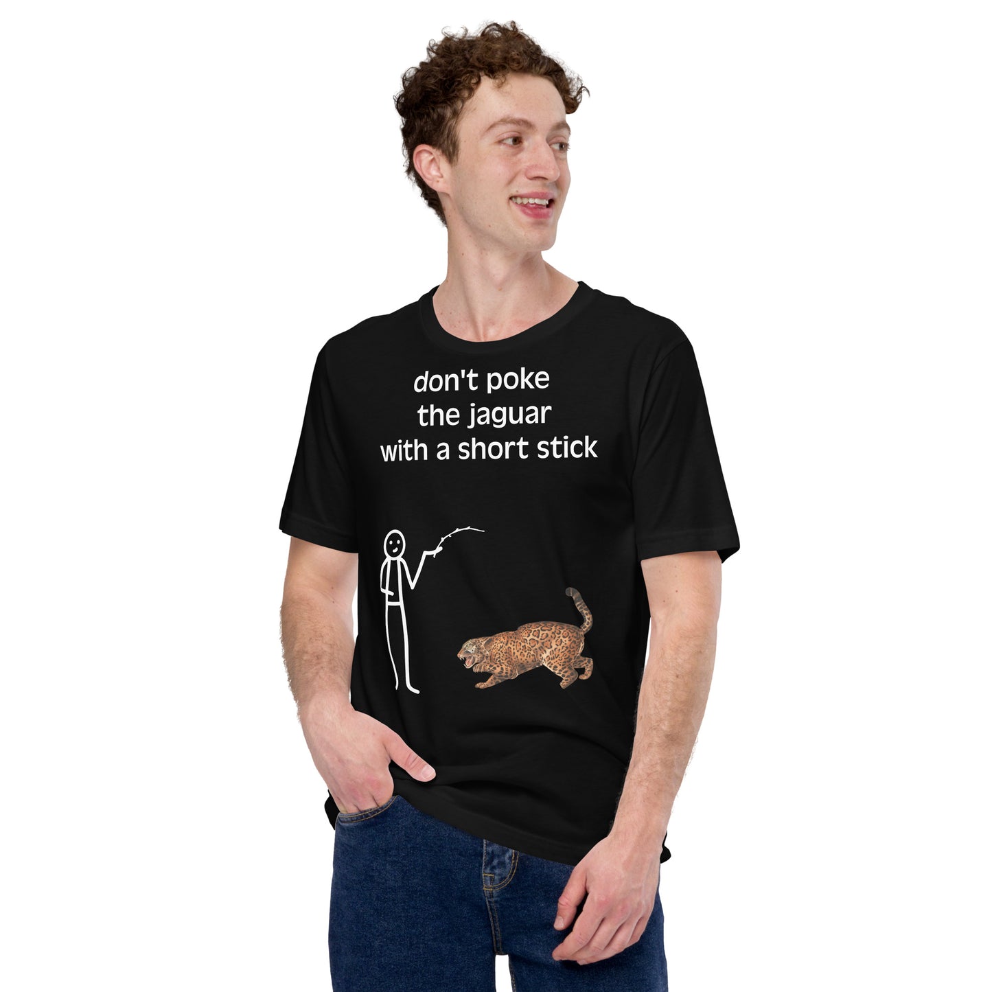 Transliteración - Jaguar con un palo corto - Camiseta unisex