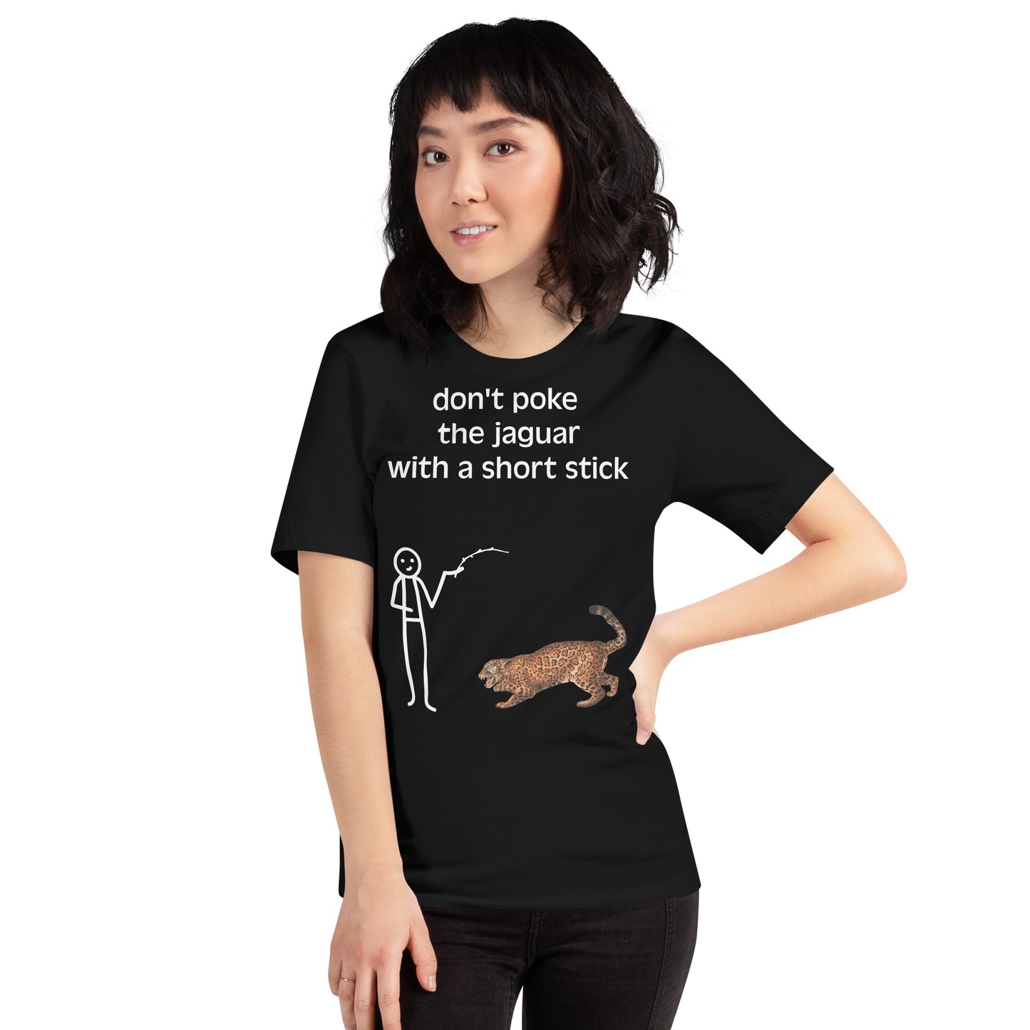 Transliteración - Jaguar con un palo corto - Camiseta unisex