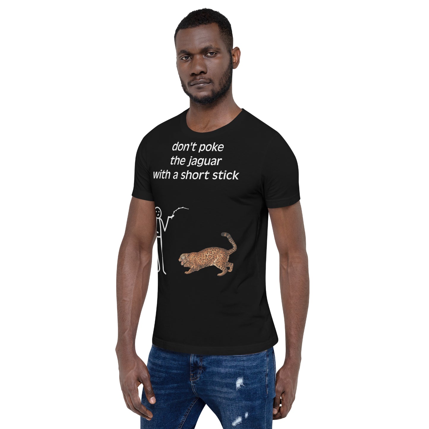 Transliteración - Jaguar con un palo corto - Camiseta unisex