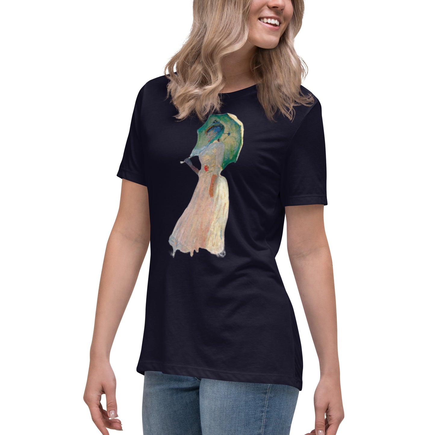 Women's Relaxed T-Shirt - Monet - Woman with Parasol